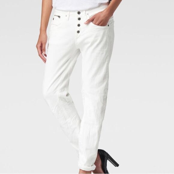 G-star RAW White Button-Fly boyfriend Jeans. Twisted signature inseem. - Picture 1 of 13